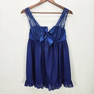 Cacique Silk Chemise Negligee Lingerie 14/16 Babydoll‎ Nightgown Underwire